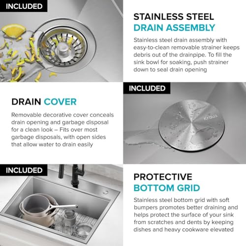 KRAUS Kore 25-Inch Drop In/Top Mount Workstation 16 Gauge Single Bowl Stainless Steel Kitchen Sink with Accessories, KWT311-25 - image 8