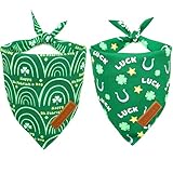 Realeaf St. Patrick's Day Dog Bandanas 2 Pack, Reversible Green Dog Scarf for Boy and Girl, Premium Durable Fabric, Holiday Bandana for Medium and Large Dogs Pets (Large)