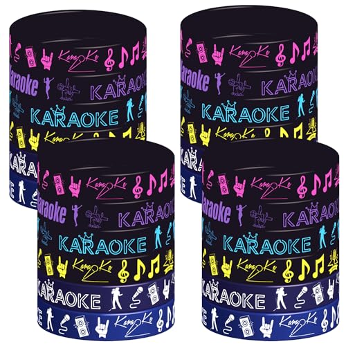 Atsmbiye 24 Pieces Karaoke Night Party Rubber Wristbands - Karaoke Birthday Party Favors Supplies Decorations Goodie Bag Favor Stuffer Stretchable Silicone Wristband