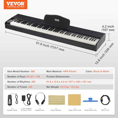 VEVOR Piano numérique, 88 Touches entièrement pondérées, Ensemble Piano à Clavier électrique Portable avec Double Clavier, Haut-parleurs, pédale de Sustain, Casque, Bluetooth USB MIDI, pour débutants - Les Beatles, Paul McCartney, John Lennon, RIngo Starr, George Harrison VEVOR Piano numérique, 88 Touches entièrement pondérées, Ensemble Piano à Clavier électrique Portable avec Double Clavier, Haut-parleurs, pédale de Sustain, Casque, Bluetooth USB MIDI, pour débutants – Image 8