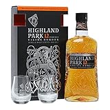 highland park 12 jahre viking honour Gift Packaging Highland Park - Single Malt Scotch & 2 Glasses Gift Set - 12 year old Whisky