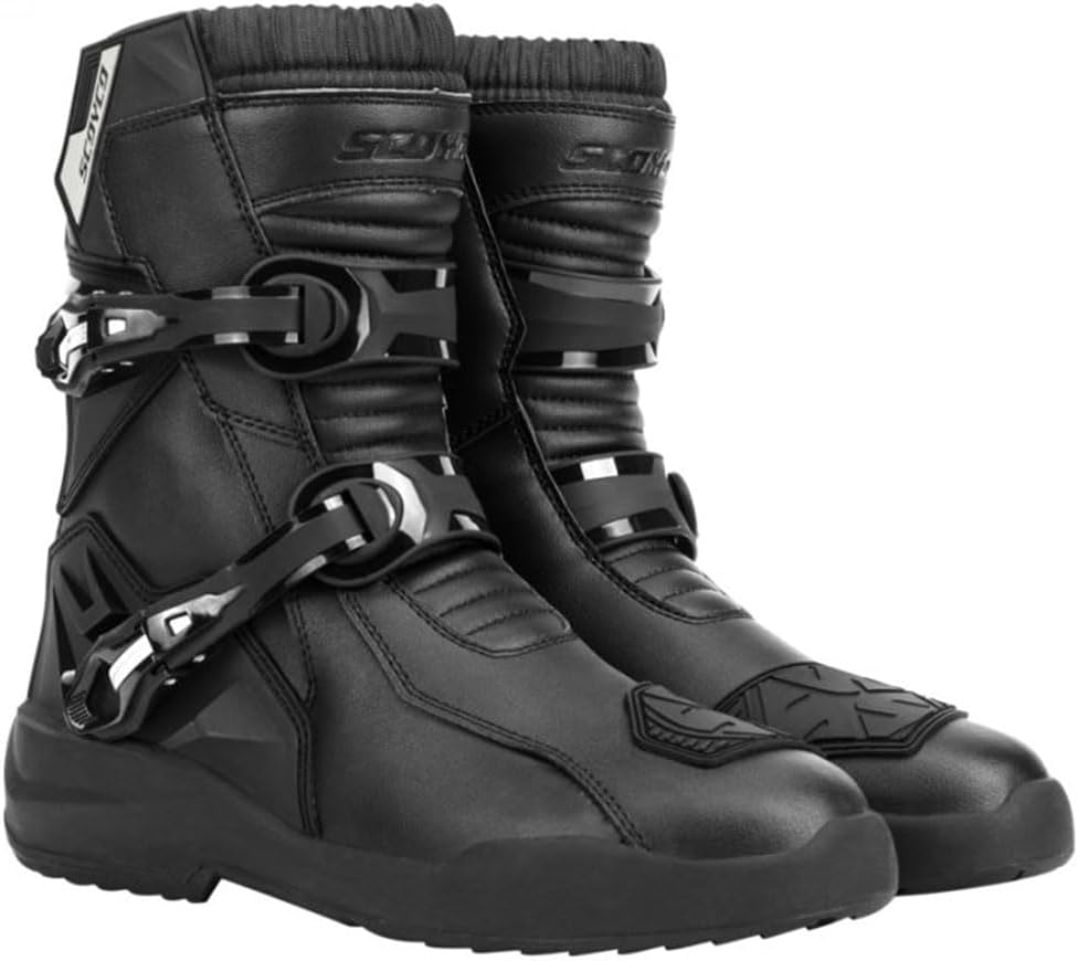 AE-AUTO - Scoycos Cowhide MotoCROSSs Boots waterprosof Motorcycle Boots Men Riding Racing Moto Shoes Wearable Botass Moto Motorbike Shoes