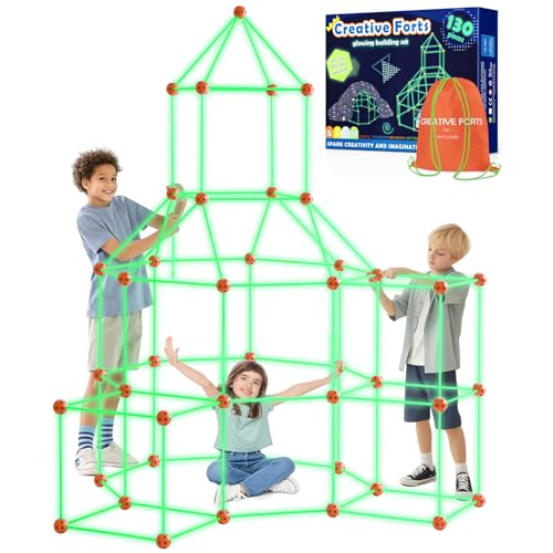 Tiny Land DIY Höhle Kinder Konstruktionsspielzeug - Im Dunkeln Leuchtendes, Outdoor Spielzeug für 5+ ahre alt Junge & Mädchen - 130PCS Kreatives Bauset Für Kinder Höhle Bauen Indoor