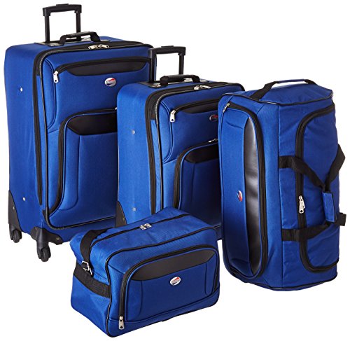 American Tourister Brookfield Expandale Softside Luggage with Spinner Wheels, Navy/Black, 4-Piece Set (BB/DF/21/25)