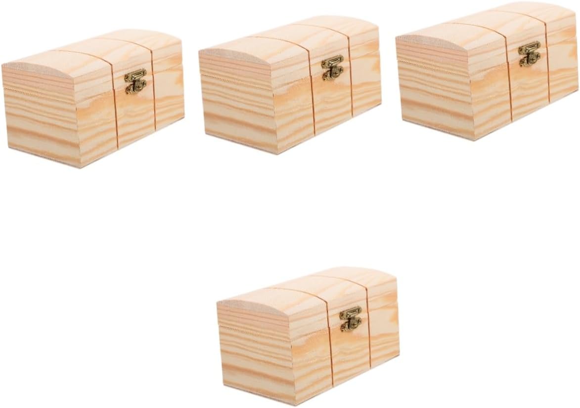 PRETYZOOM 4pcs Box Multipurpose Wooden Storage Box Organize Craft Supplies Jewelry Organizer Case Lid