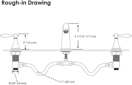 Miniatura 3 de Aquaterior Grifo de baño de 3 agujeros de 8 pulgadas para fregadero de montaje en pared de montaje inferior generalizado 2 manijas mezclador grifos
