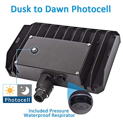 Led Flood Light 80W 10400Lm (800W Hid Equivalent) Photocell Dusk To Dawn Outdoor With 180° Adjustable Knuckle Mount,With Base For Wall Mount Daylight 5000K Ip65 Waterproof Etl Listed For Garden Yard #TOP3