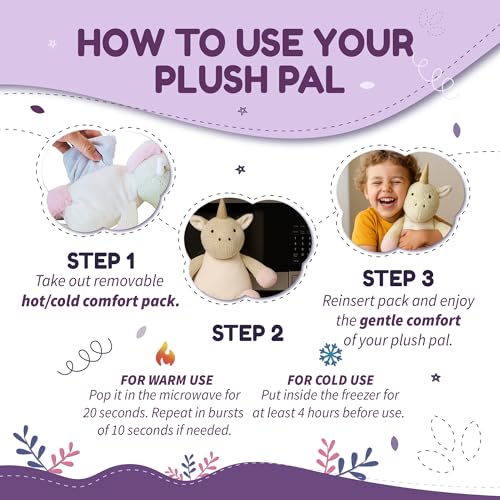 WILD BABY Microwavable & Weighted Plush Toy - Unicorn Stuffed Animal for Comfort & Warmth - Soft, Heatable Plushie for Snuggles - Great for Kids, Toddlers & All Ages