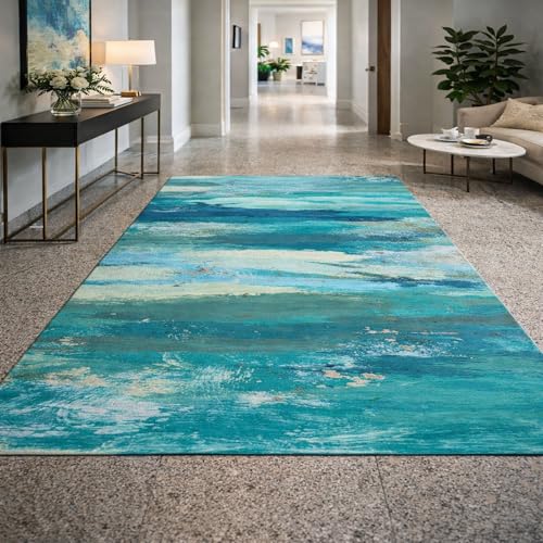 Tapis de salon bleu et vert 120x200 pour illuminer et réchauffer votre intérieur
