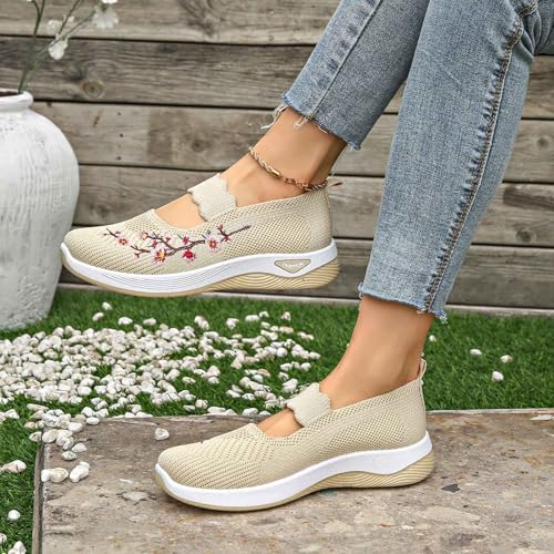 Chaussures décontractées femmes beige 37 brodées légères