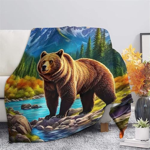 Couverture microfibre moelleuse et chaude avec impression ours 3D - 7