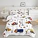 CVHOUSE Tractor Bedding Sets for Boys,Excavators Comforter Twin,Boys Cartoon Truck Comforter Set,Trucks Tractors Cars Quilt Set with 1 Comforter and 2 Pillow Cases- 3 Piece