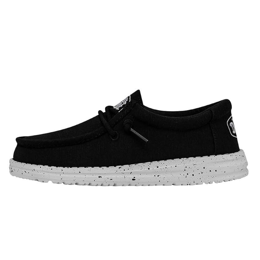 Hey Dude Wally Youth Slub Canvas, Moccasin Bambini e ragazzi, Nero, 32 EU