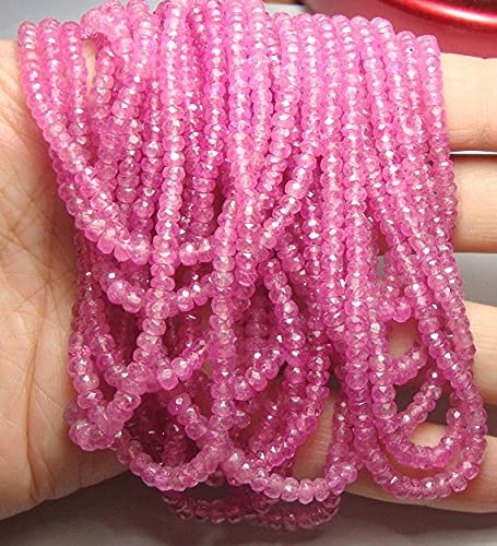 Saphir rose authentique taille rondelle 3-4mm de qualité supérieure pour joaillerie fine 16"