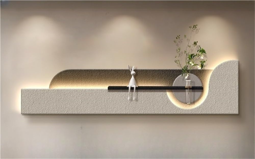 Sandstone Decorative Wall Art Painting, 3D Wall Decoration with Vase and LED Light, Hanging Painting for Living Room, Entryway(Beige,Small)