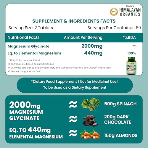 Image of Vlado's Himalayan Organics Vitamin B12 1500mcg + Magnesium Glycinate 2000mg Combo | Methylcobalamin & Chelated Magnesium | Supports Energy, Nerve, Muscle, Sleep & Bone Health | 90 + 120 Veg Tablets