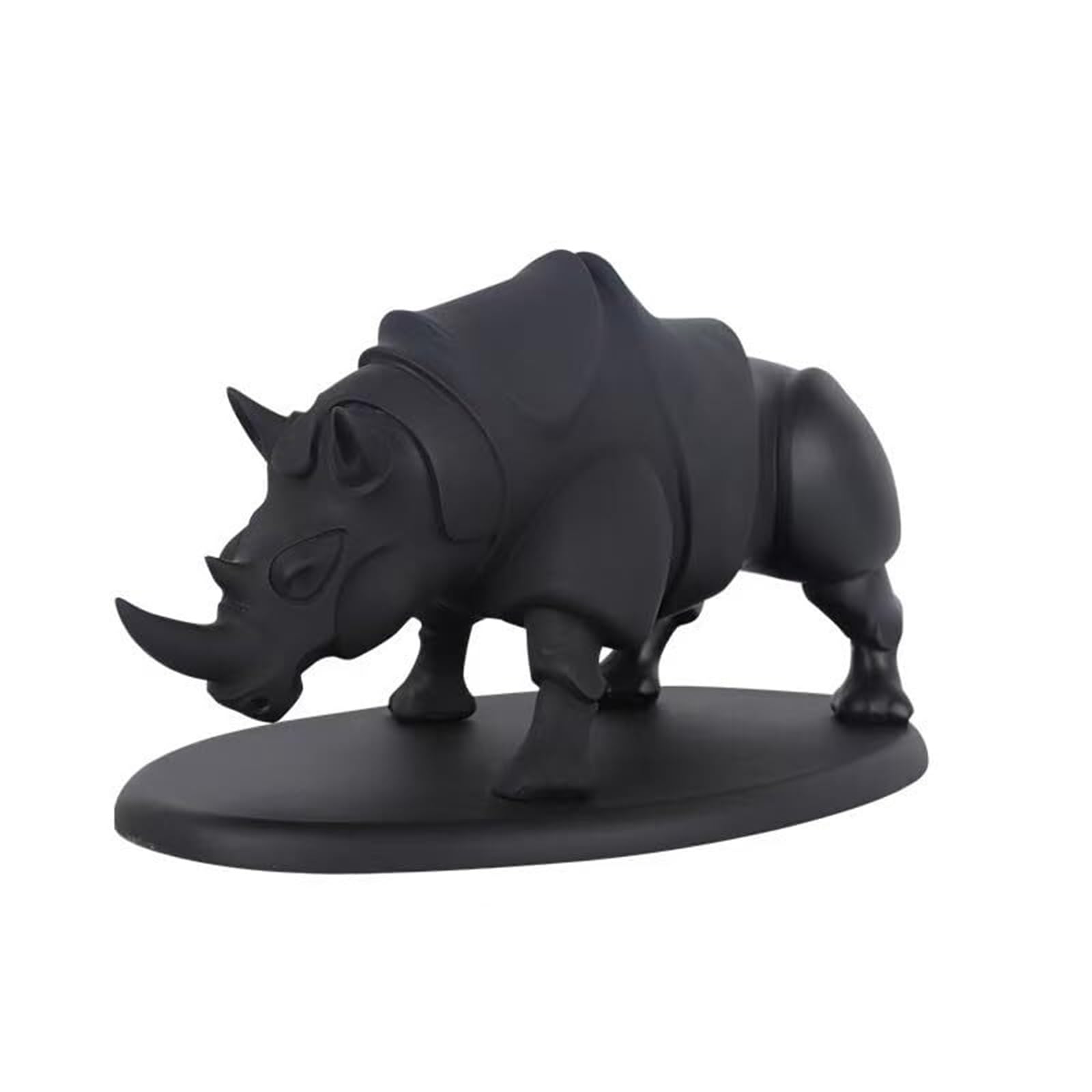 Yofab Office Cubicle Decor Creative Decorative Resin Rhino Figurine Sculpture Decor 3 Colors to Choose Coffee Table Centerpiece(Black)