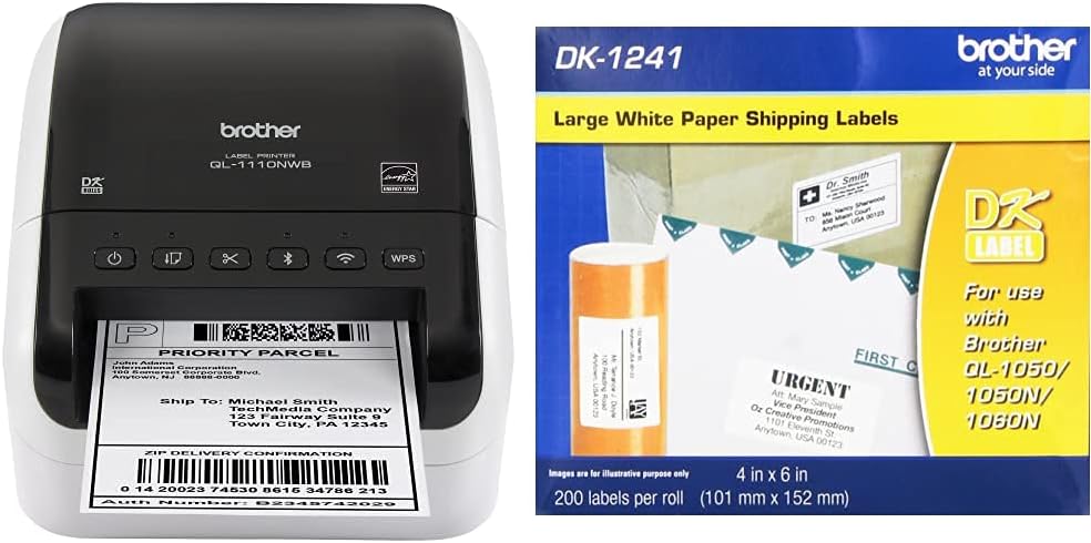 Brother QL-1110NWB Wide Format, Postage and Barcode Professional Thermal Label Printer with Wireless Connectivity : Office Products