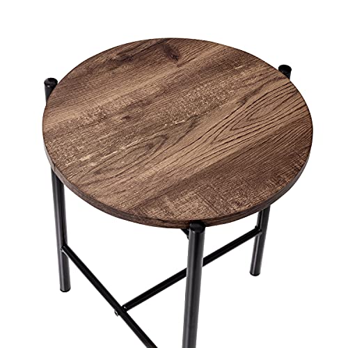 Honey-Can-Do Round Side Table With T-Pattern Base, Natural Tbl-09249 Black, 20 Lbs #TOP2