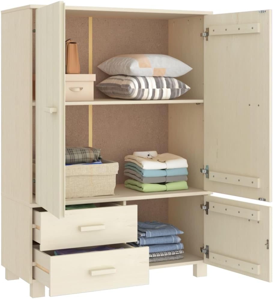 Интерьер view of the vidaXL HAMAR Wardrobe with shelves and drawers, empty