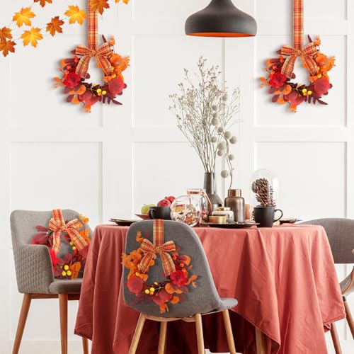 Syhood-2-Pack-9-Inch-Mini-Thanksgiving-Fall-Wreaths-for-Front-Door-Autumn-Maple-Leaf-Wreath-with-Rustic-Bow-Wreath-Small-Thanksgiving-Kitchen-Cabinet-for-Porch-Wall-Window-Decor Syhood 2 Pack 9 Inch Mini Thanksgiving Fall Wreaths for Front Door Autumn Maple Leaf Wreath with Rustic Bow Wreath Small Thanksgiving Kitchen Cabinet for Porch Wall Window Decor