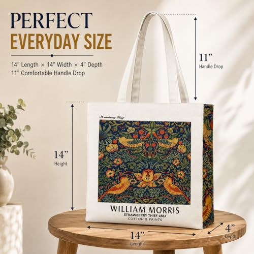 Image of Artsy Canvas Tote Bag for Women | Zipper Closure, Bottle Holder & Keychain Hook | Premium Cotton Canvas Bag for Travel, College, Office | Reusable Shopping Tote Bag Gift