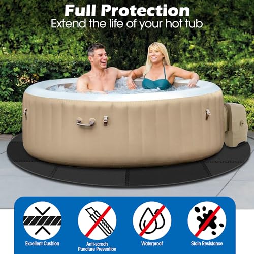 78 Inch Round Hot Tub Mat - Extra-Thick Interlocking Hot Tub Protective Pad Spa Pool Foam Insulation Mat Ground Base Flooring Protector for Portable Inflatable Hot Tub Accessories Outdoor Indoor
