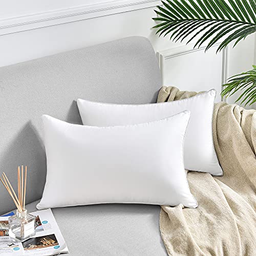 Image of FAVRIQ 12 x 20 Throw Pillow Inserts (Set of 2), Rectangle Interior Sofa Pillow Inserts with 100% Cotton Cover, Lumbar Support Pillow for Chair Bed, Decorative Pillow Insert Pair, White Couch Pillow