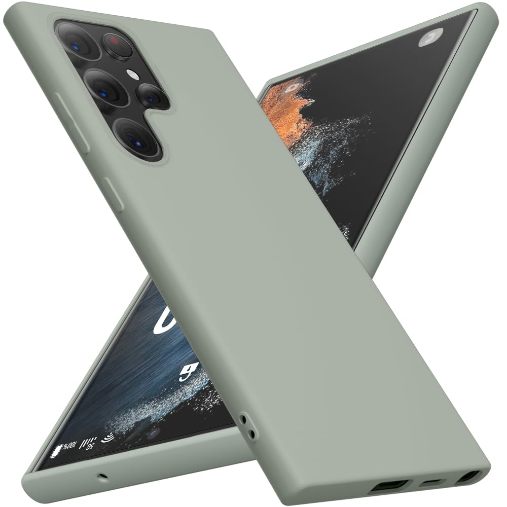 for Samsung Galaxy S22 Ultra Case Slim Fit Ultra-Thin Super Soft TPU [Guardian Series] S22 Ultra Phone Back Cover Light Protective Matte Finish Coating Shockproof Case for Women Men -Green