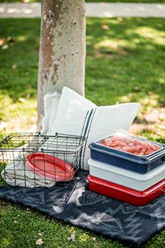 Fancy Panz 2-in-1 Dress Up & Protect Your Foil Pan, Made in USA, Fits 2 size of foil pans. Foil Pan & Serving Spoon Included. Hot or Cold Food. Stackable for easy travel. BPA free (Navy) - Thumbnail 4