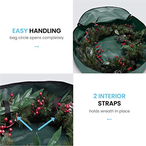 image for ZOBER Premium Christmas Wreath Storage Bag 36” - Dual-Zippered Stora