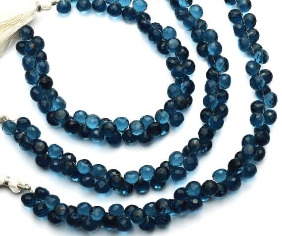 Quartz hydro bleu de Londres en perles oignons de 8mm pour la création de bijoux DIY