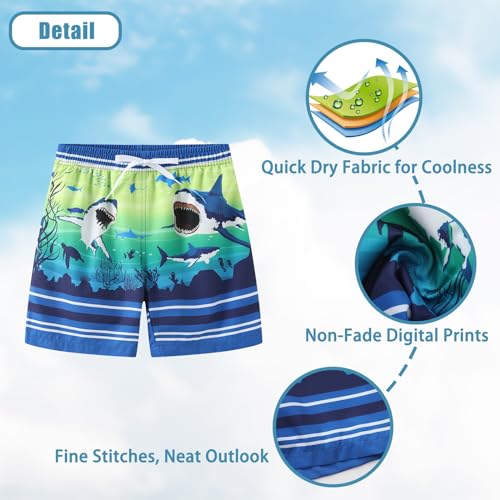 Boys Swim Trunks with Compression Liner Swim Shorts for Kids Boys Quick Dry Beach Shorts Swimwear 3-16 Years3