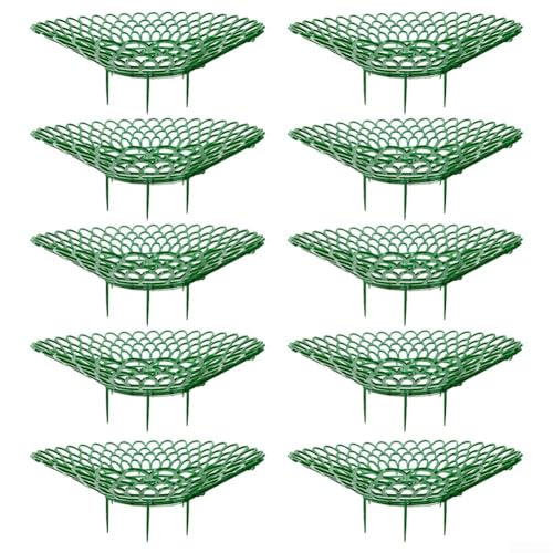 Soporte para plantas de fresa con 3 pies resistentes para cultivo de jardín, bandeja de fresas de plástico, soporte para plantas para protección de frutas, suministros de cultivo de plantas (verde, S