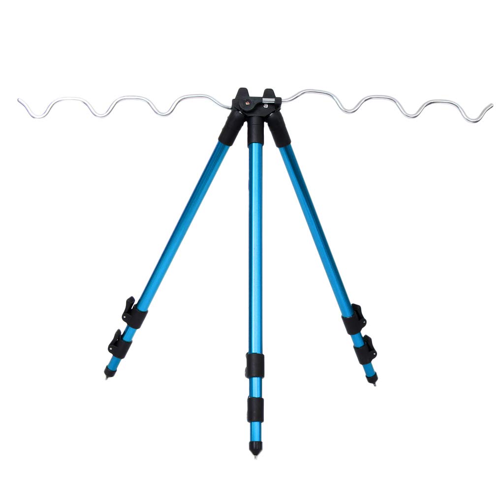 WOVEBIUS Telescopic Fishing Rod Tripod Stand Rod Holder Gear Ground Holder Blue
