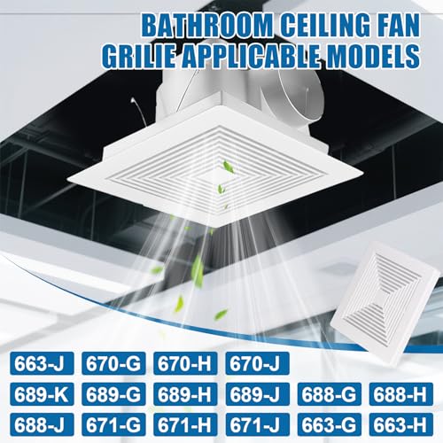 PTLEVYN (2-Pack 12" BP90 Bathroom Exhaust Fan Cover, 12-1/4" x 12" Vent Cover Replacement, Compatible with Broan-NuTone, Square Ceiling or Wall-Mount, Fits Models BP46 663 670 671 675 688 689, White by PTLEVYN - Used condition - Image 4