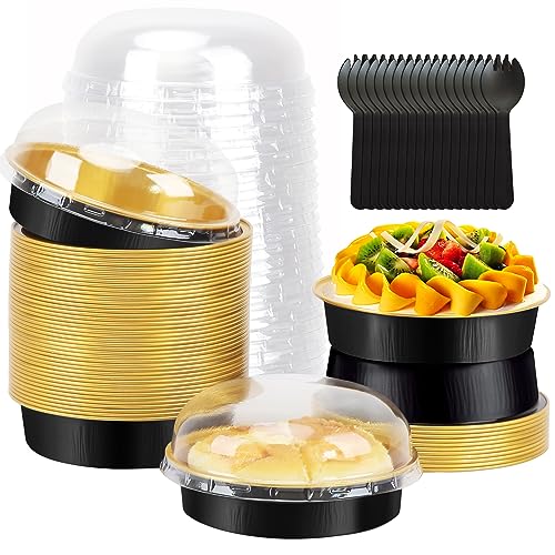 LNYZQUS 8oz Mini Pie Tins with Lids 50 Pack 4 Inch Individual Cake Pans