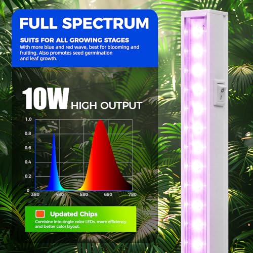 Image of Barrina T5 LED Grow Lights, Full Spectrum Growing Light, 2FT 10W, 8 Packs | 80W (8 x 10W), Linkable Plant Grow Lights for Indoor Plants, Greenhouse, and Shelves, Plug and Play, Separate On /Off, Pink