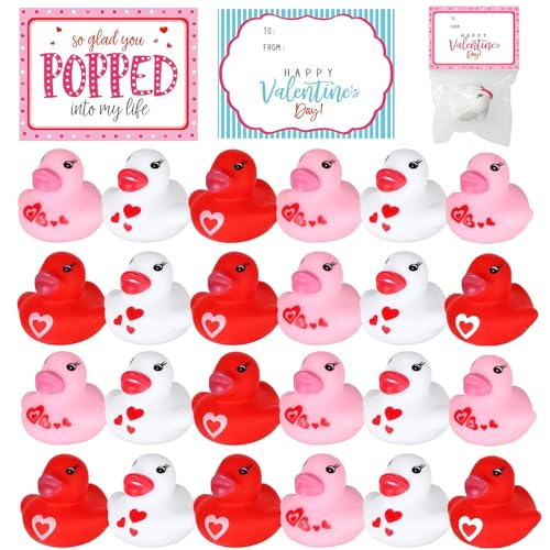 DLAIUSMALL 24 Stück Valentinstag Geschenkkarten mit Gummi-Ente Spielzeug, Valentinstag Geschenke für Kinder, Valentinstag Austausch Karte Geschenke für Jungen und Mädchen Schule Klassenzimmer., 14.99 €
