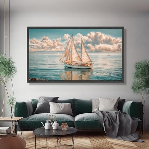 Tableau voilier mer calme 30x50cm affiche paysage marin sans cadre