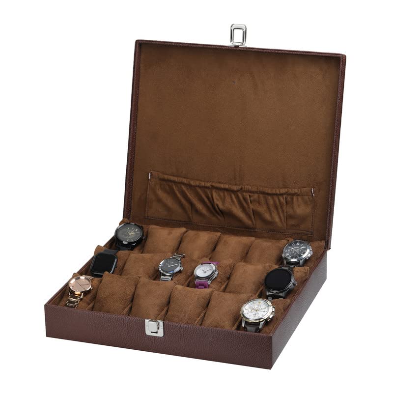 essart Mens and Womens Watch Box Holder Organizer Case In 18 Slots of watches In PU Leather with Black color (WL-04-P-Tan) (B0CT89R6JC) Amazon Price History, Amazon Price Tracker