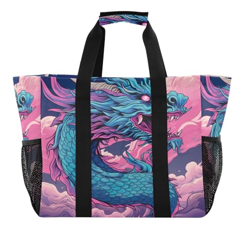 Cloud Dragon Large Beach Bag Waterproof Beach Tote Bags for Women Travel Gym Pool