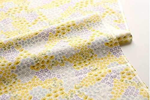 Amazon デコレクションズ 生地 布 北欧風 入園入学 ラミネート生地 幅103cm 50cmカットクロス Wildflower Flower Bed 手ざわりサラサラ つや消し おしゃれ かわいい 花 北欧 ガーリー 黄色 女の子 キッズ 花柄 コットン デコレクションズオリジナル 布 生地