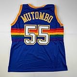 Facsimile Autographed Dikembe Mutombo Denver Blue Reprint Laser Auto Basketball Jersey Size Men's XL