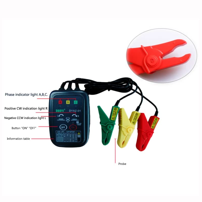 DUOYI DYXZ-01 3 Phase Rotation Tester 70V~600V AC Non-Contact Phase Indicator Detectors Circuit LED Break Test Voltage Detector Meter