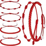 6 braccialetti estivi con corda, braccialetto rosso, regolabile, con nodo rosso, amuleto per protezione, malocchio e buona fortuna per l'amicizia, 6 pezzi, 7.7 - 13 inches,