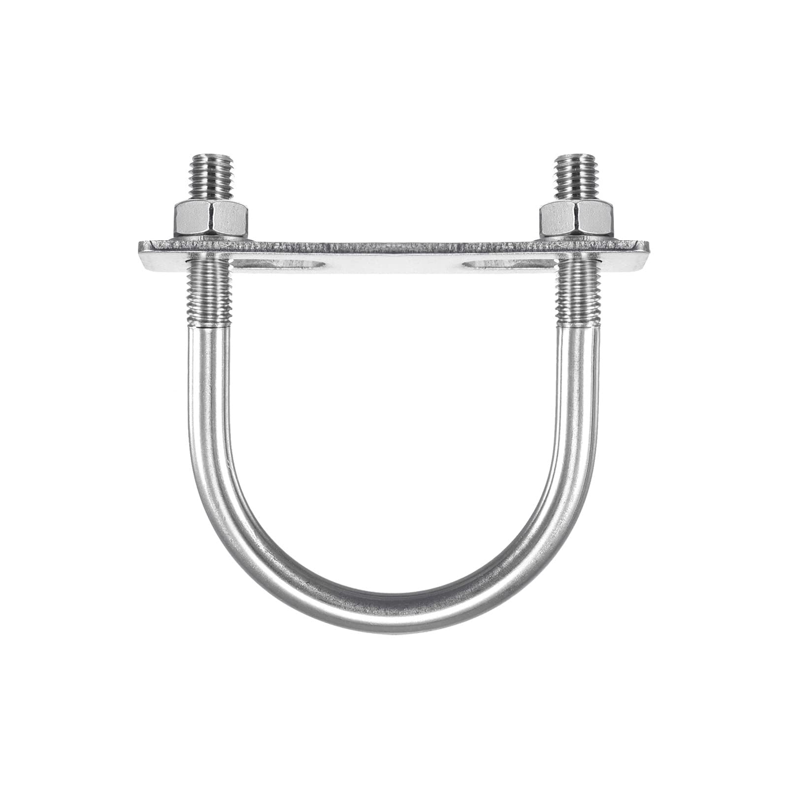 Unifizz Round U-Bolt,2 Set 304 Stainless Steel M10 U Bolts 60mm(2.36") Inner Width 94mm Length with Nuts and Frame Plate for Automobiles Boat Trailer