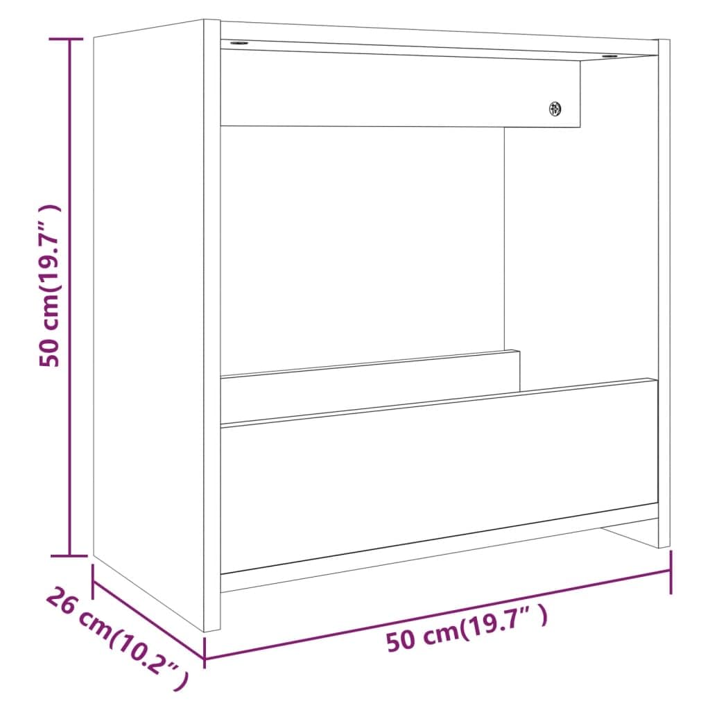 Beistelltisch Räuchereiche aus Holzwerkstoff 50 x 26 x 50 cm, Couchtisch mit Ablagefach für Wohnzimmer, Schlafzimmer, Flur, Sofa, Bett und dekorative Ecken