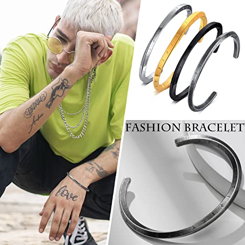 VNOX Viking Cuff Bracelet for Men - Viking Thunder Hammer Cuff Bracelets for Men Boys,Norse Mythology Warrior Symbol Bangle Amulet Talisman Jewelry - Image 3