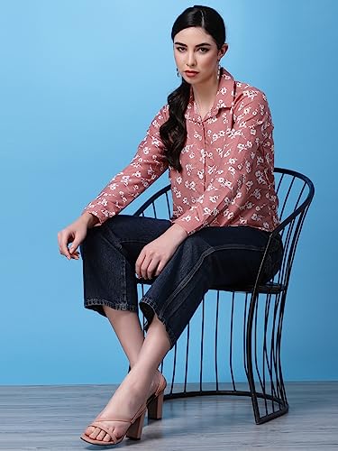 Image of OOMPH! Women's Cotton Regular Fit Floral Button Down Shirt
